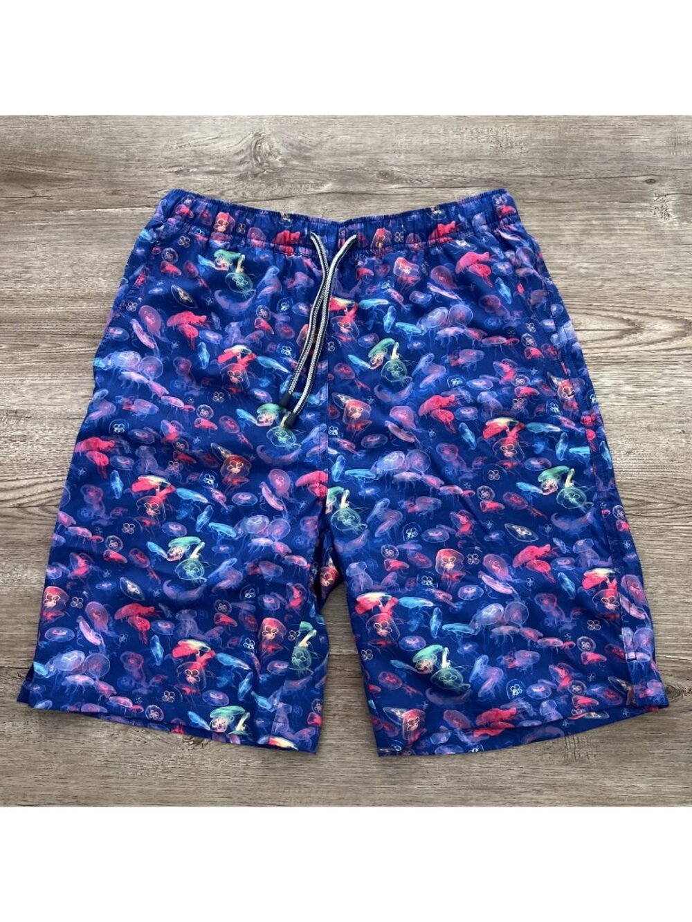 Peter Millar Moon Jellies Swim Shorts Mens S Purple Print  7" Inseam Mesh Lined‎